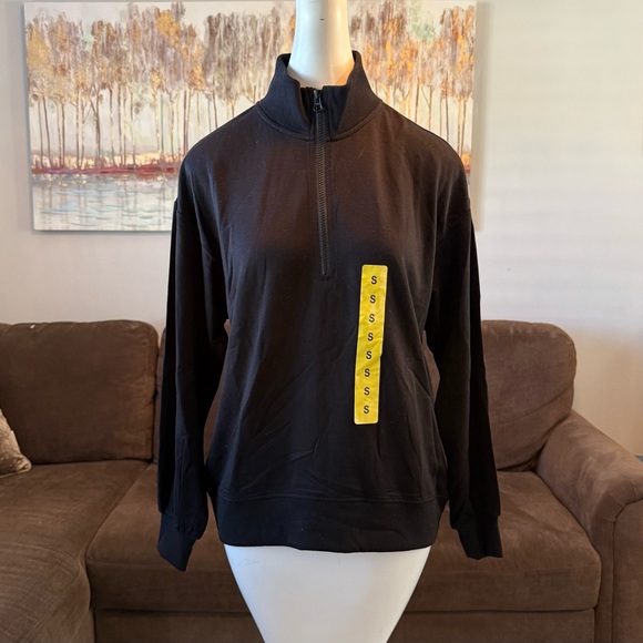 Three Dots Ladies' Quarter Zip Pullover, Black S - Picture 6 of 10
